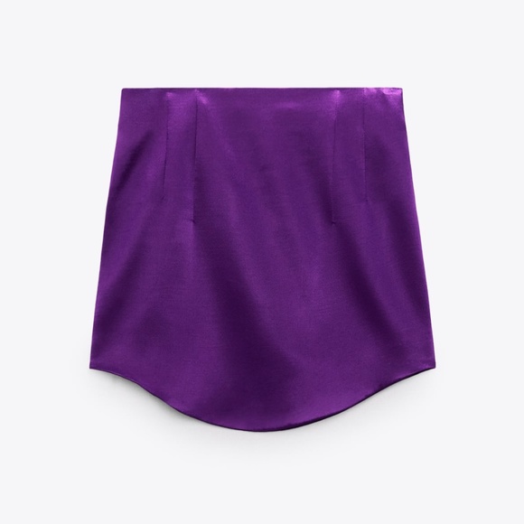 ZARA Purple Satin Effect Mini Skirt Small High Waisted Skirt NWT - Picture 9 of 13